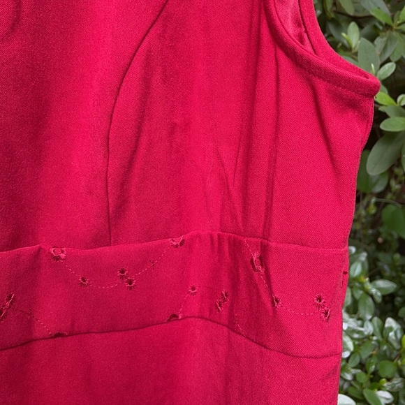 Sag Harbor Red Long Sleeveless V-Neck Dress Collar Plus 14 - Picture 5 of 14